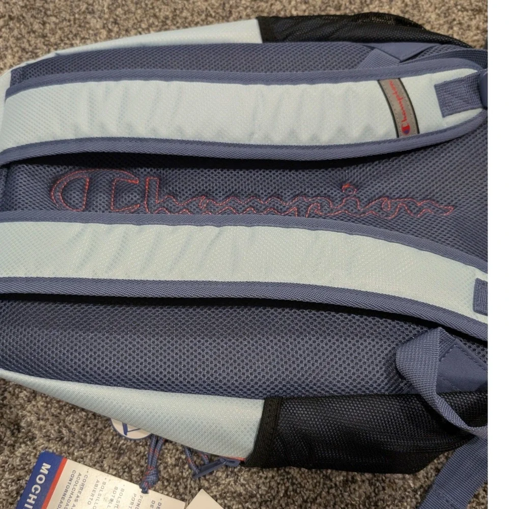 Champion Backpack Unisex OS Light Blue NWT Laptop Sleeve Reflective Safety